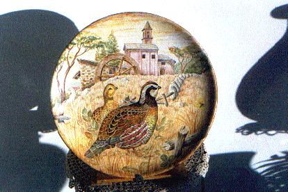 Ceramiche d-Arte di Albisola - Maiolica con ucceli e paesaggio